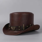 Cowboy Hat High Crown Curved Brim Metal Accent Band