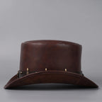 Cowboy Hat High Crown Curved Brim Metal Accent Band