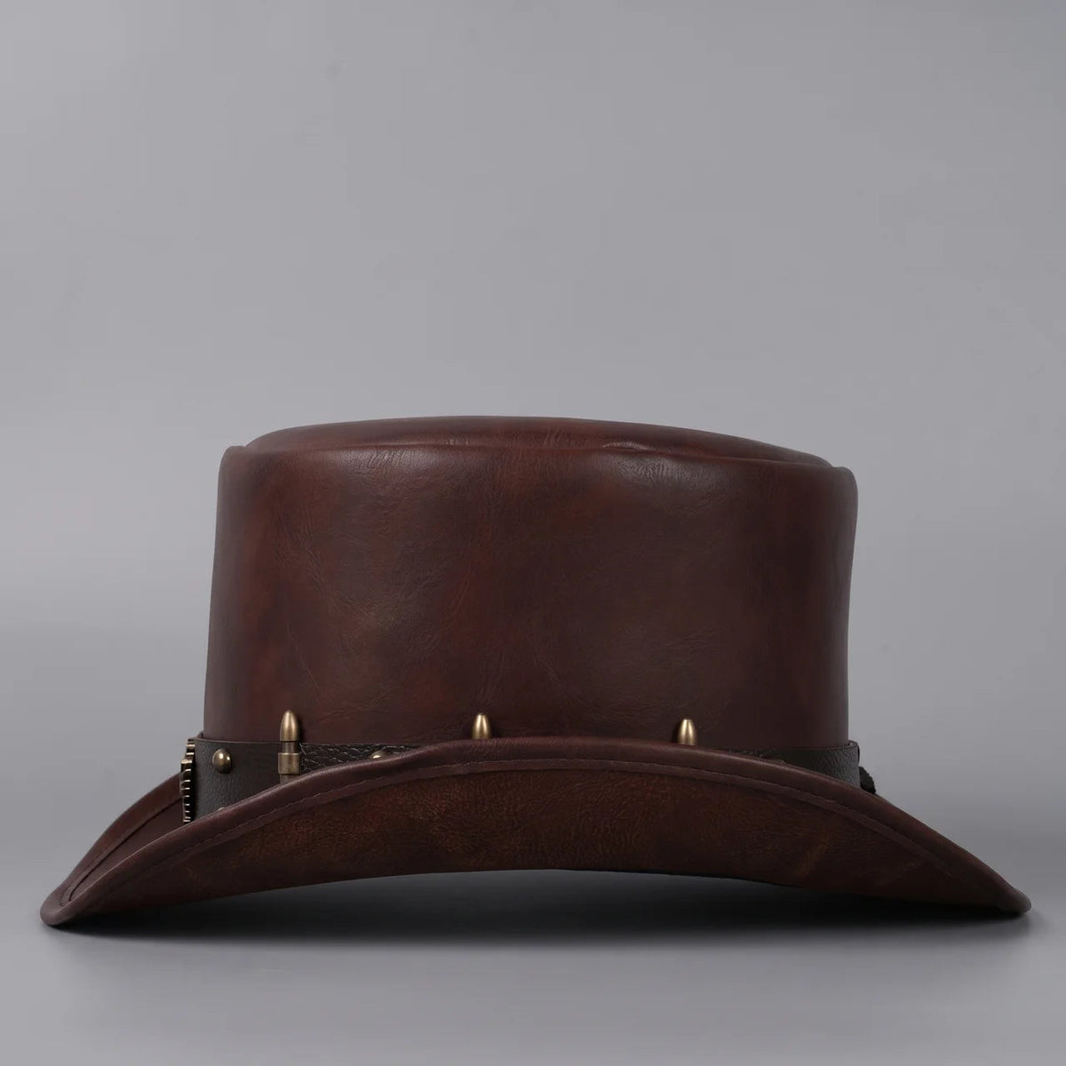 Cowboy Hat High Crown Curved Brim Metal Accent Band