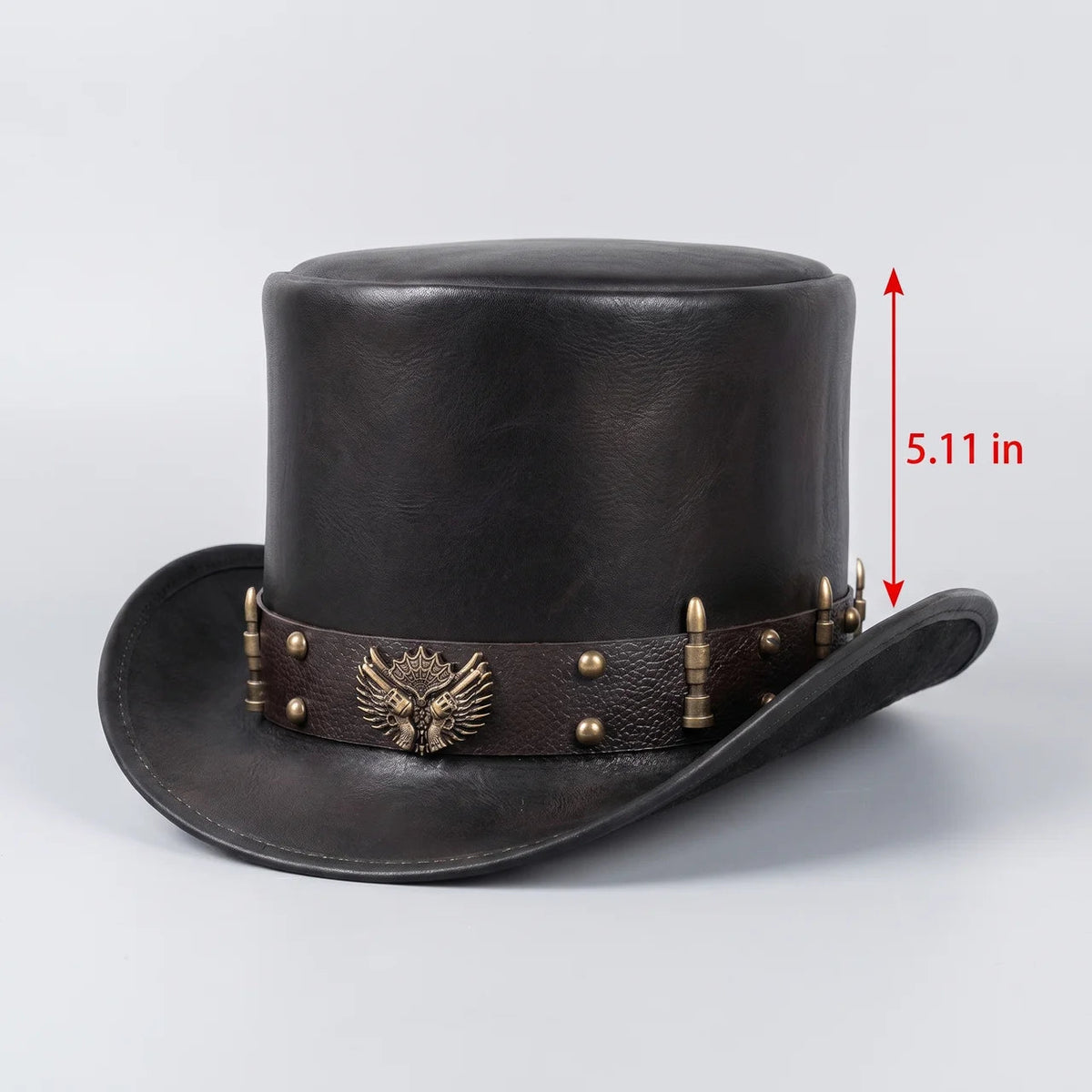 Cowboy Hat High Crown Curved Brim Metal Accent Band