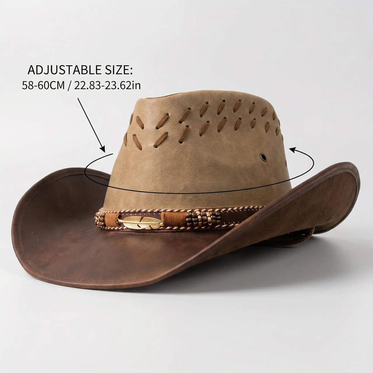 Cowboy Hat Ventilated Crown & Adjustable Chin Cord