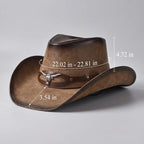 Cowboy Hat Wide Brim Longhorn Accent Adjustable Chin Cord