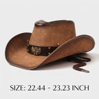 Cowboy Hat Wide Brim Structured Crown Antique Metal Accents