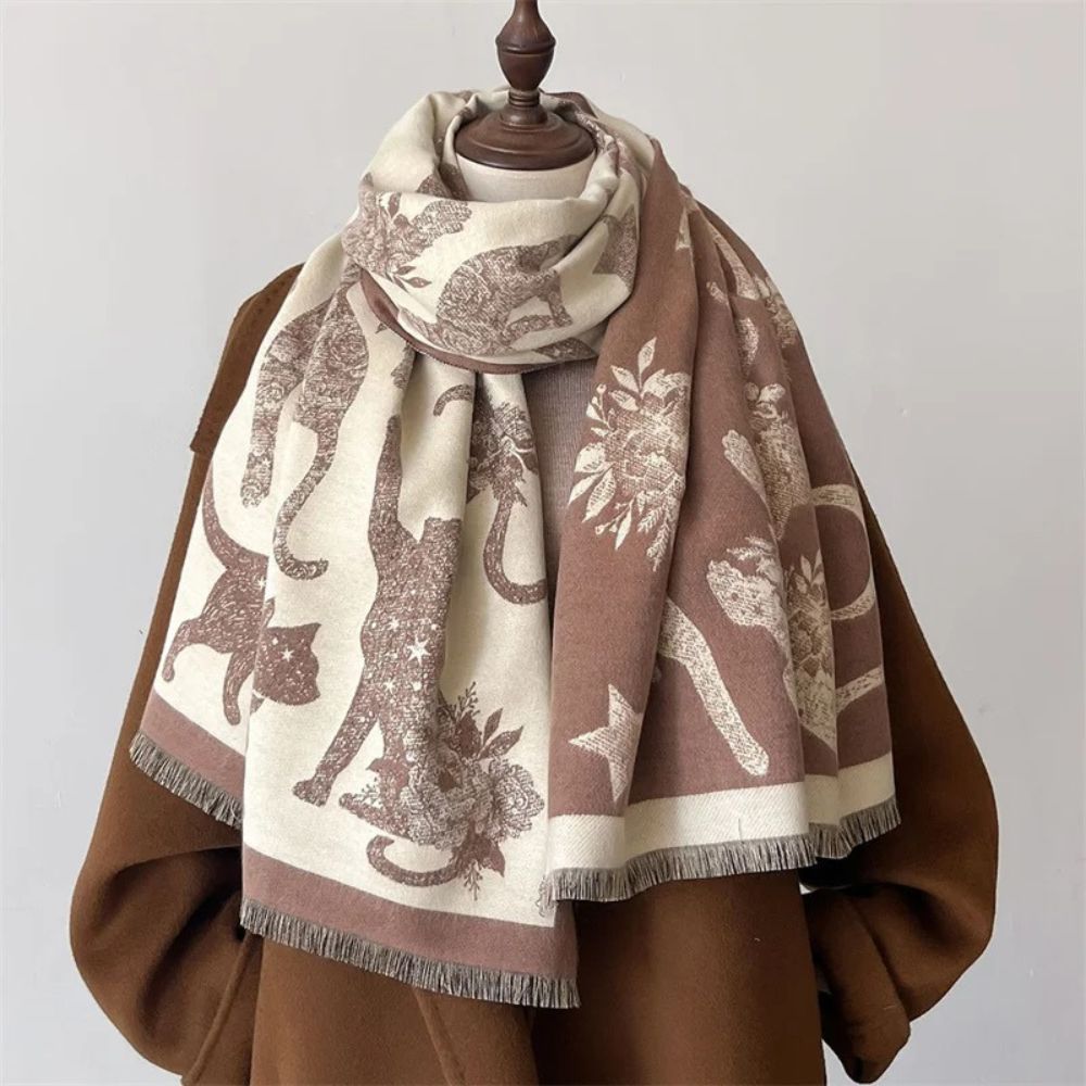 Cozy Soft Microfiber Cat Print Scarf (Machine Washable)