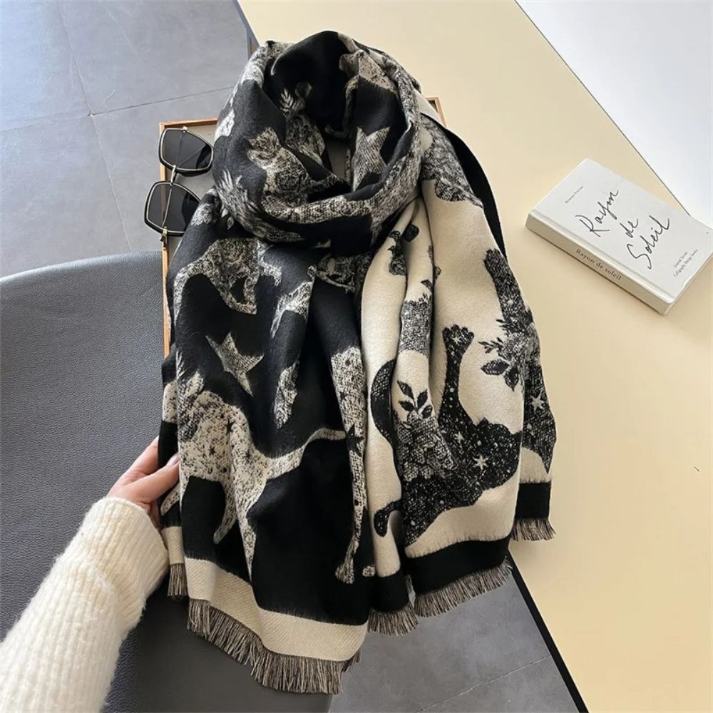 Cozy Soft Microfiber Cat Print Scarf (Machine Washable)