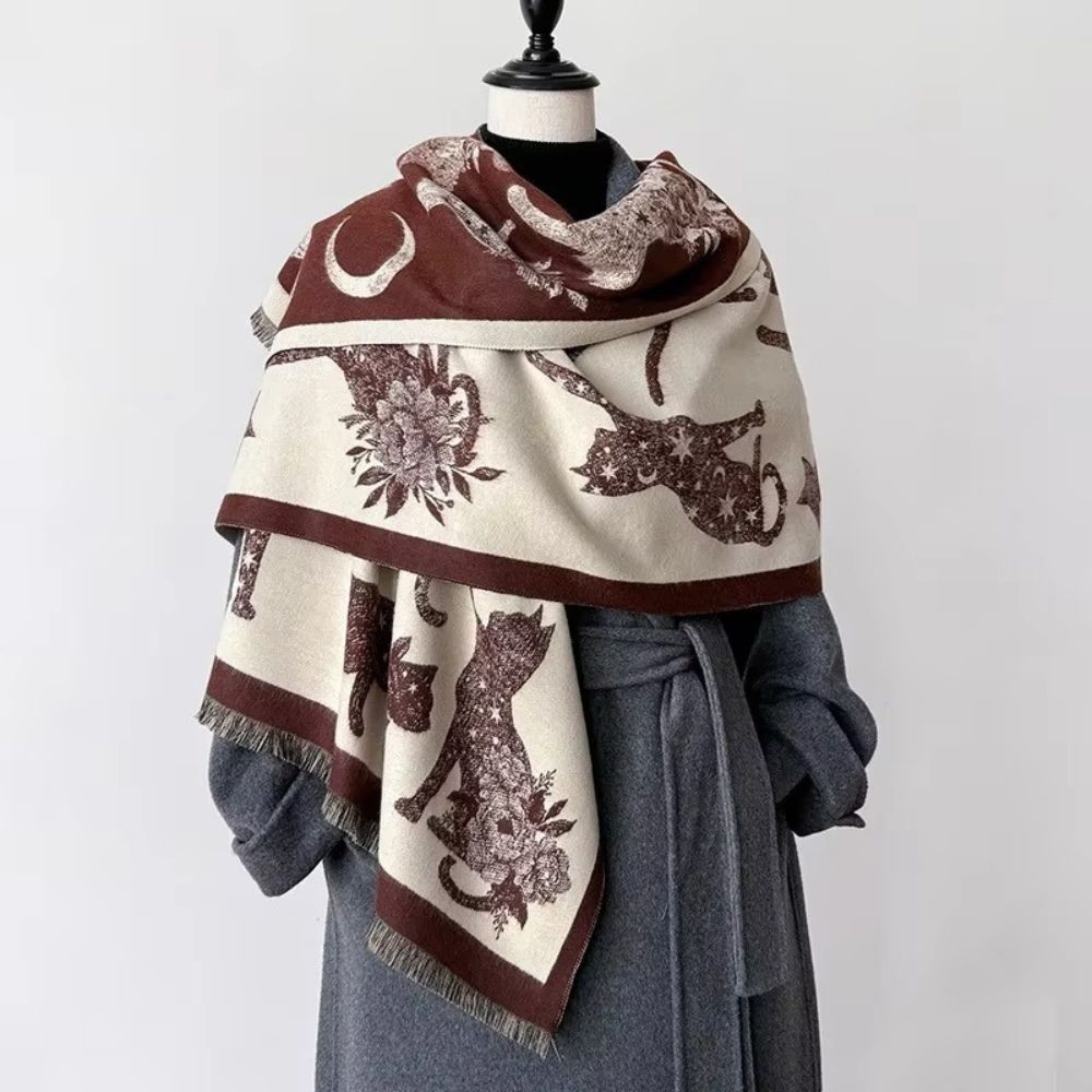 Cozy Soft Microfiber Cat Print Scarf (Machine Washable)