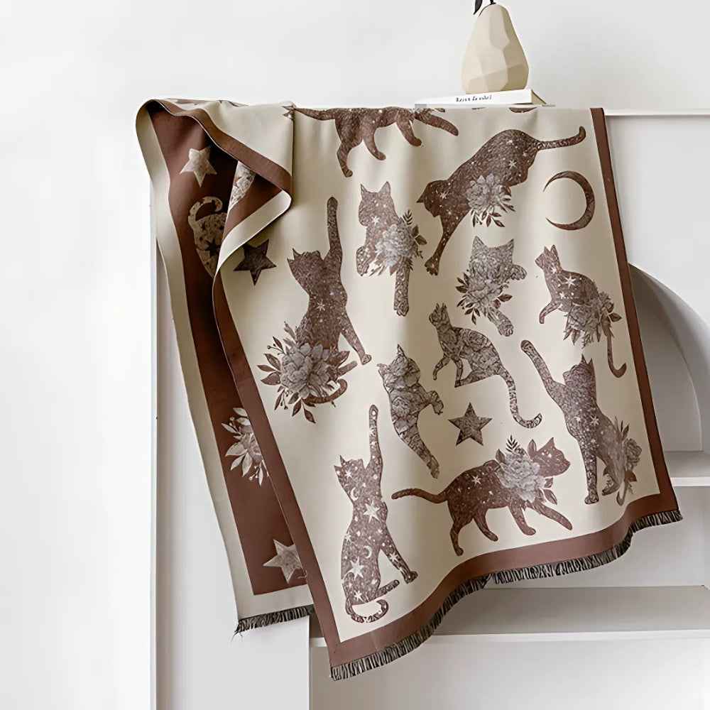 Cozy Soft Microfiber Cat Print Scarf (Machine Washable)