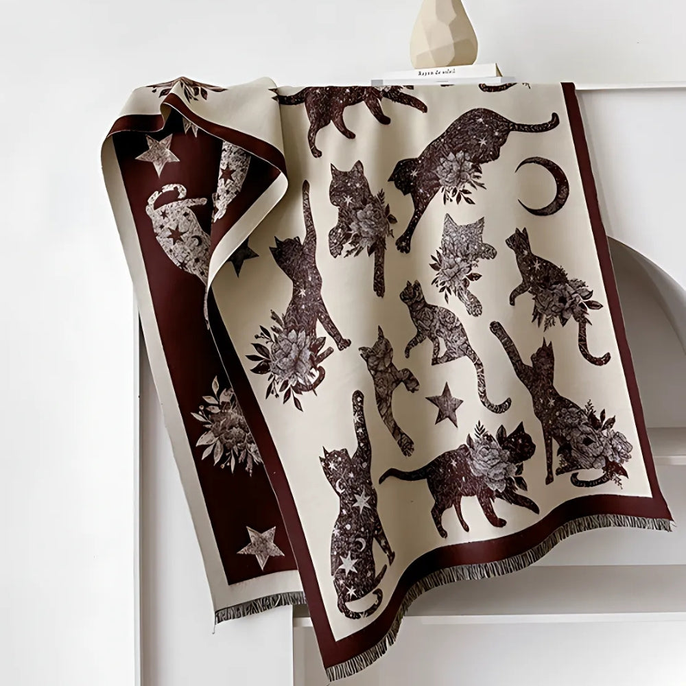 Cozy Soft Microfiber Cat Print Scarf (Machine Washable)