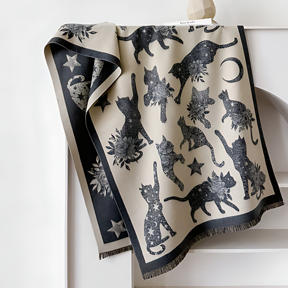Cozy Soft Microfiber Cat Print Scarf (Machine Washable)