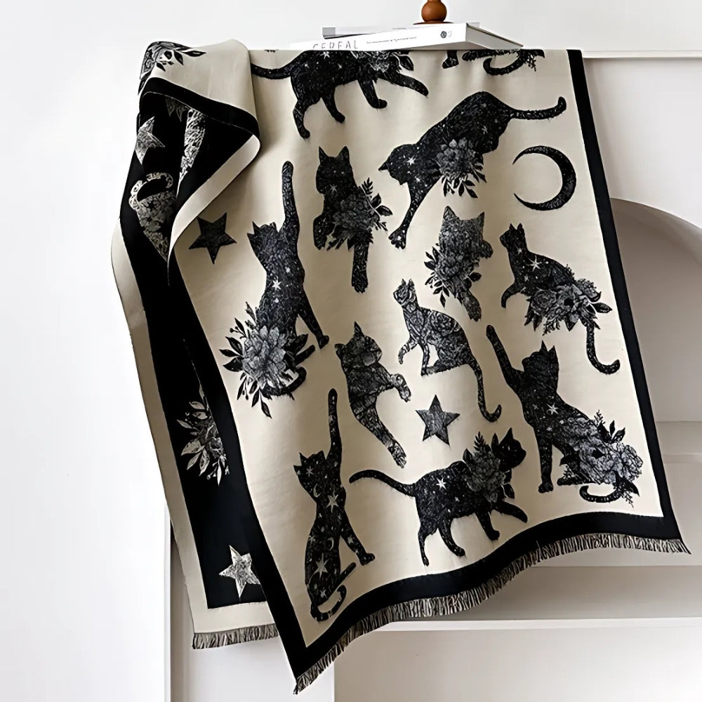 Cozy Soft Microfiber Cat Print Scarf (Machine Washable)