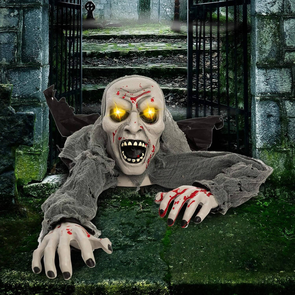 Crawling Zombie Prop Motion-Activated Eyes & Sounds