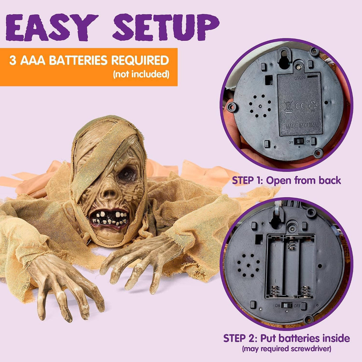 Crawling Zombie Prop Motion-Activated Eyes & Sounds