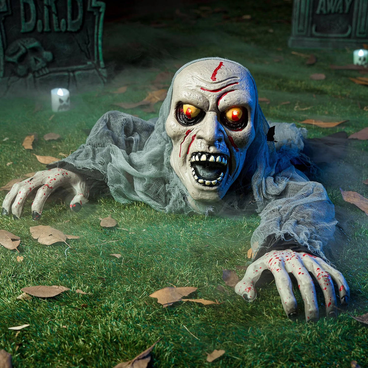 Crawling Zombie Prop Motion-Activated Eyes & Sounds