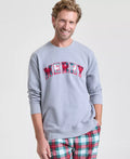 Crewneck Sweatshirt Plaid Appliqué Cotton-Blend Hip-Length
