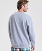 Crewneck Sweatshirt Plaid Appliqué Cotton-Blend Hip-Length