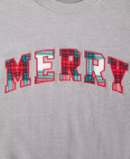 Crewneck Sweatshirt Plaid Appliqué Cotton-Blend Hip-Length