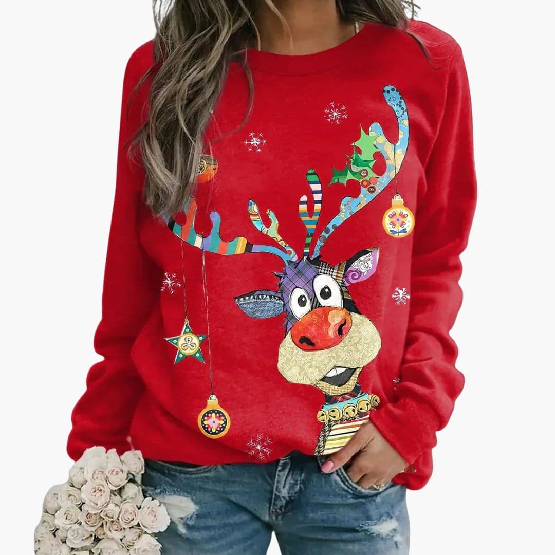 Crewneck Sweatshirt Reindeer Graphic Relaxed Fit