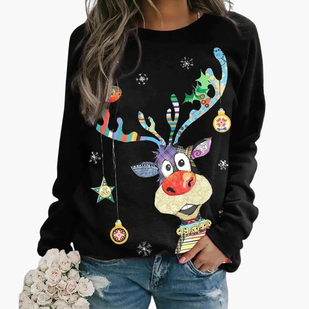 Crewneck Sweatshirt Reindeer Graphic Relaxed Fit