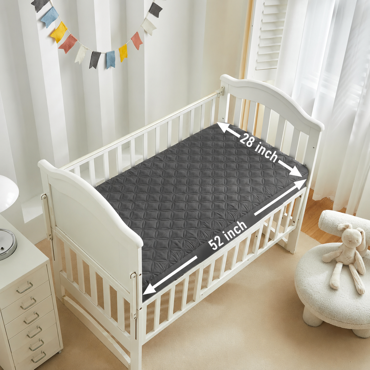 Crib Mattress Protector Waterproof & Noiseless Elastic Fitted Corners