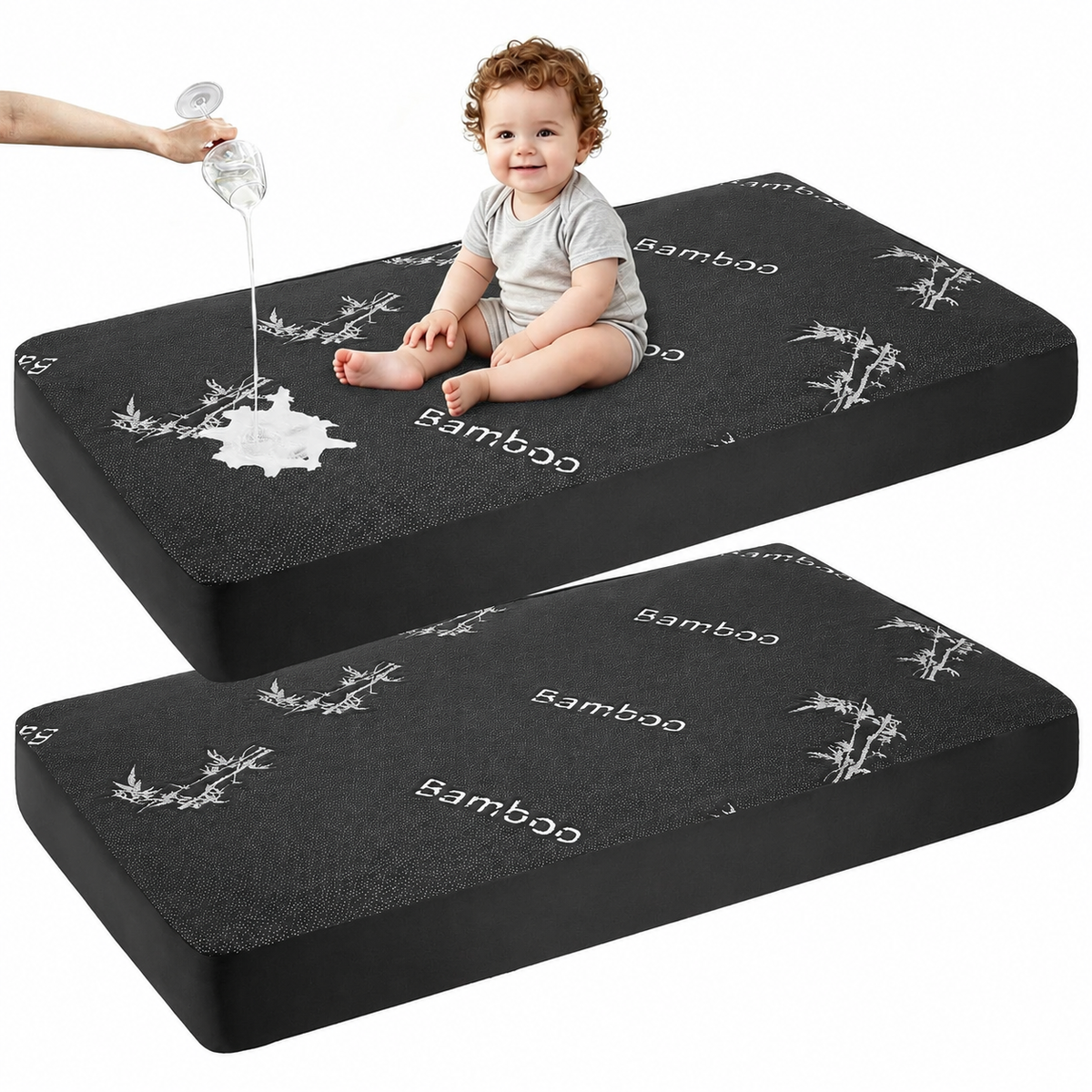 Crib Mattress Protector Waterproof & Noiseless Elastic Fitted Corners