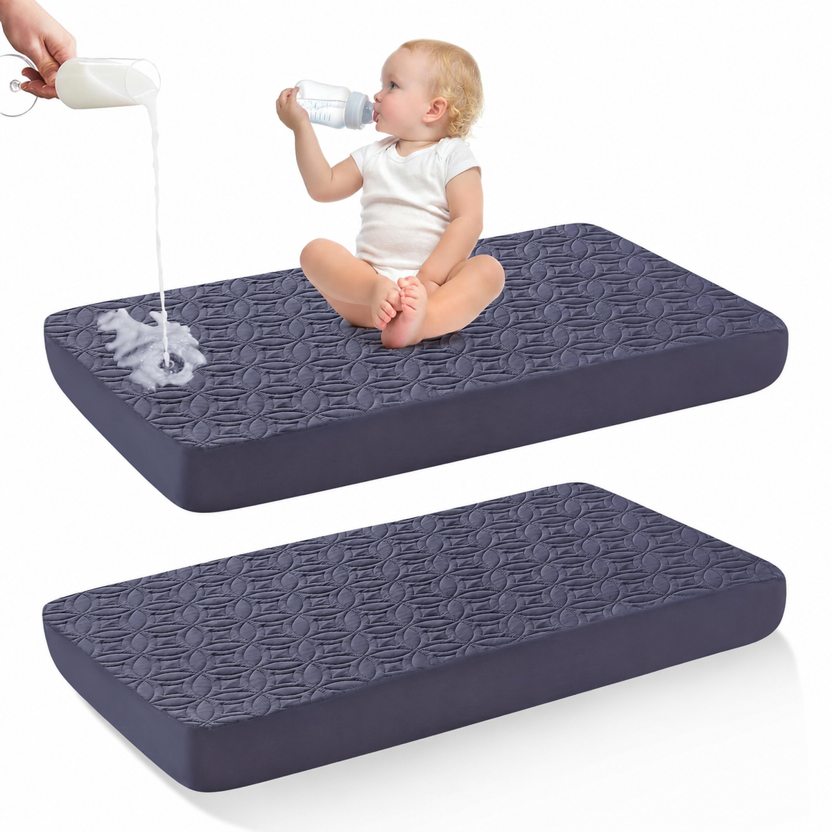 Crib Mattress Protector Waterproof & Noiseless Elastic Fitted Corners