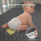 Crib Mattress Protector Waterproof & Noiseless Elastic Fitted Corners