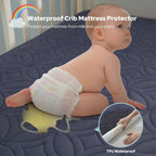 Crib Mattress Protector Waterproof & Noiseless Elastic Fitted Corners
