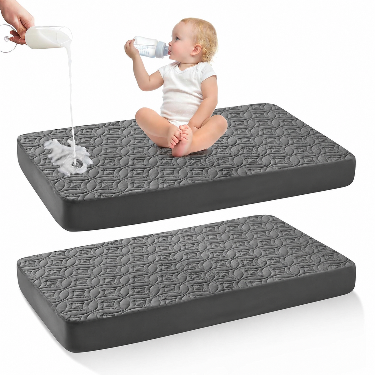 Crib Mattress Protector Waterproof & Noiseless Elastic Fitted Corners