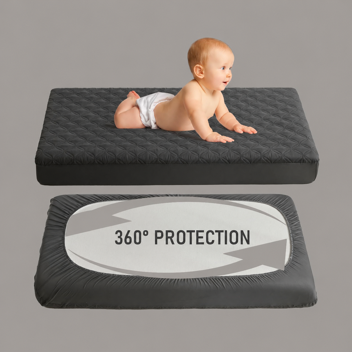 Crib Mattress Protector Waterproof & Noiseless Elastic Fitted Corners