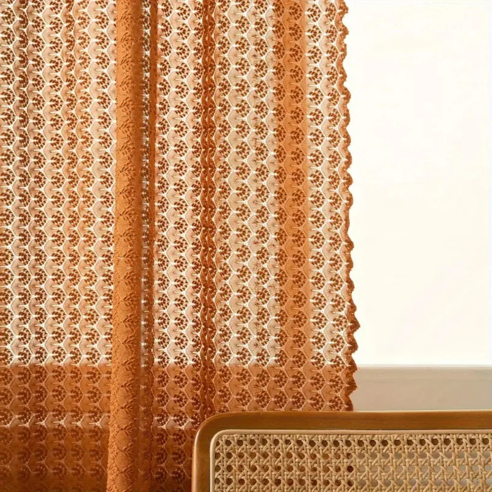 Crocheted Curtain Bohemian Openwork Light-Filtering Microfiber