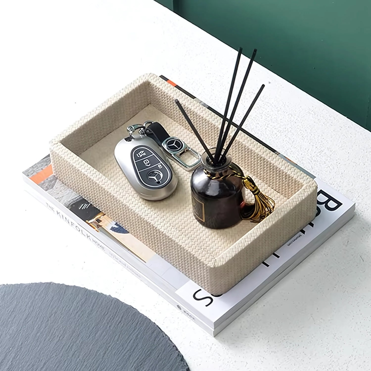 Crocodile-Textured Wooden Organizer Tray
