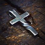 Cross Pendant Necklace Handmade Curved Design Adjustable Leather Cord