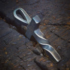 Cross Pendant Necklace Handmade Curved Design Adjustable Leather Cord