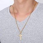 Cross Pendant Necklace Stainless Steel 23.62-Inch Chain