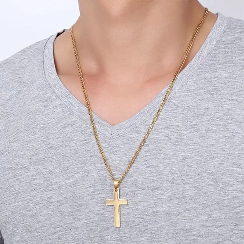 Cross Pendant Necklace Stainless Steel 23.62-Inch Chain