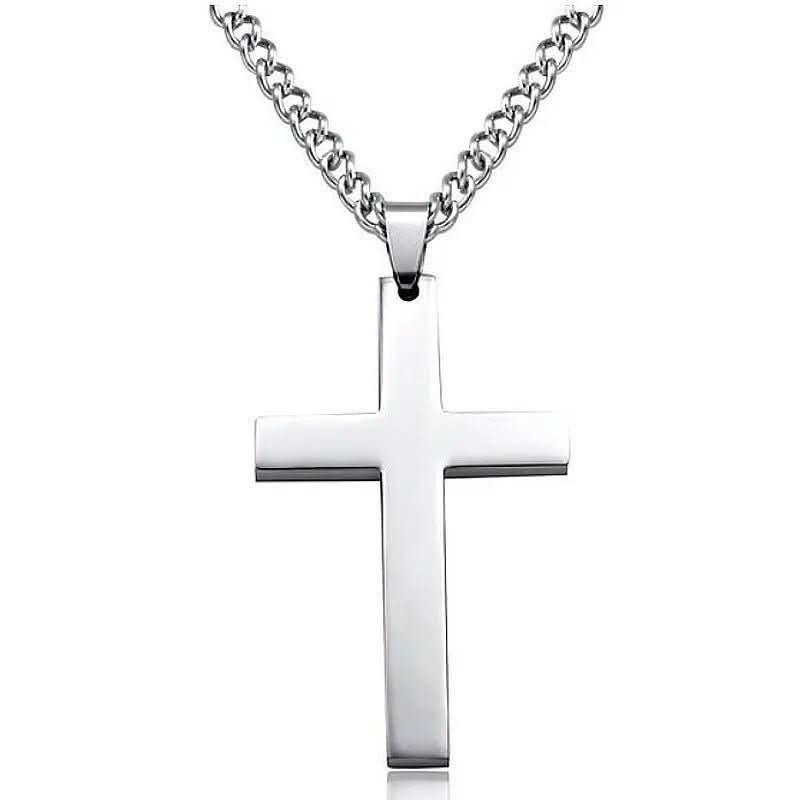 Cross Pendant Necklace Stainless Steel 23.62-Inch Chain