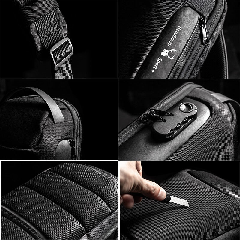 Crossbody Bag Anti-Theft Lock USB Charging Water-Resistant