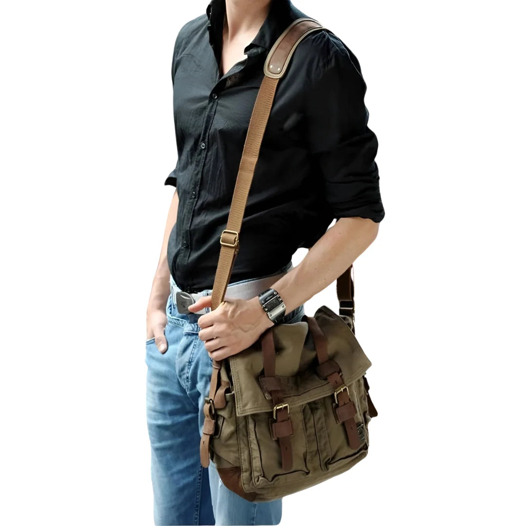 Crossbody Bag Canvas Spacious Multiple Compartments Adjustable Strap