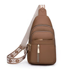 Crossbody Bag Compact Adjustable Strap Multiple Zippered Compartments
