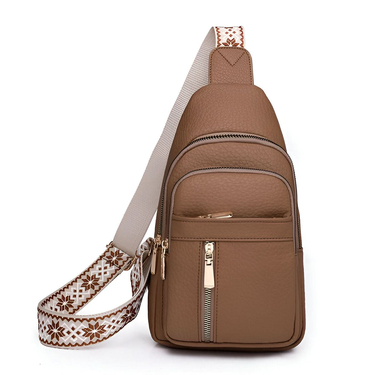 Crossbody Bag Compact Adjustable Strap Multiple Zippered Compartments