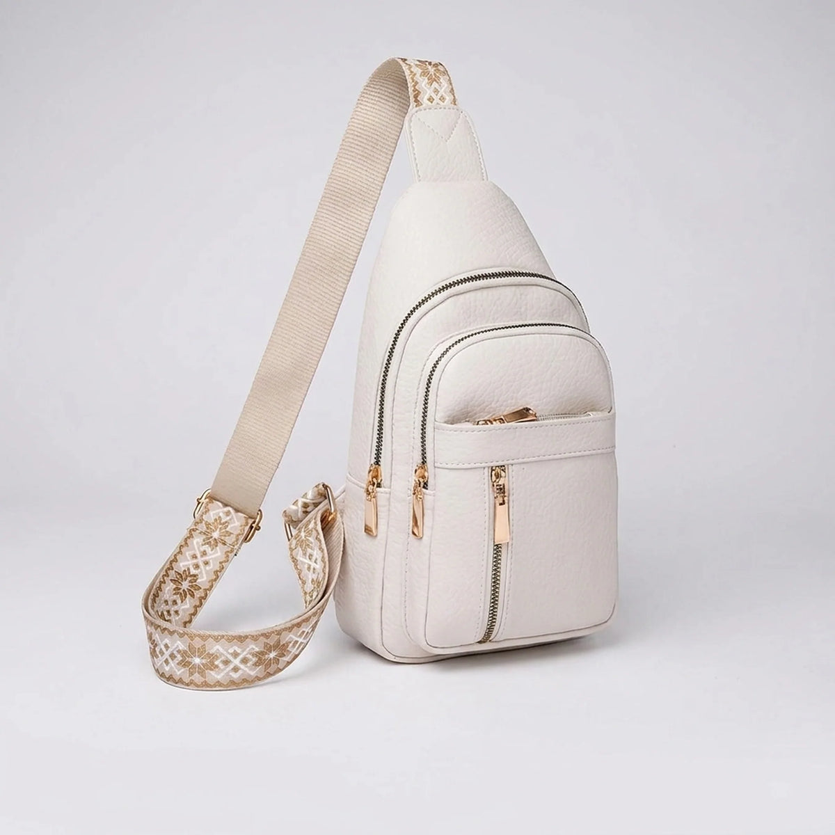 Crossbody Bag Compact Adjustable Strap Multiple Zippered Compartments