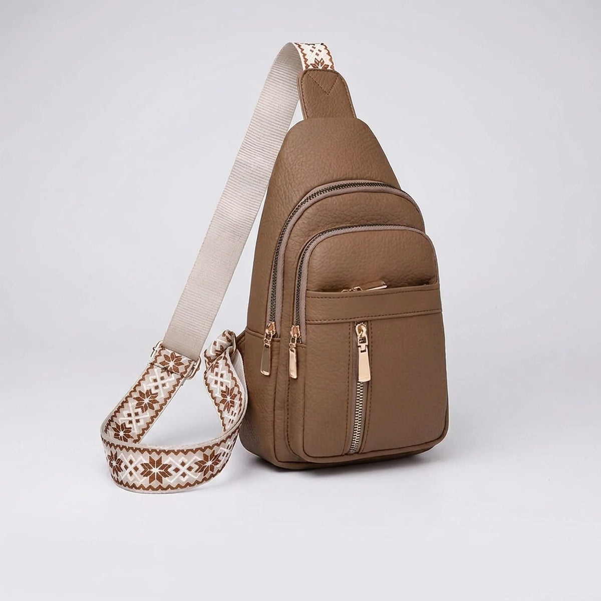 Crossbody Bag Compact Adjustable Strap Multiple Zippered Compartments