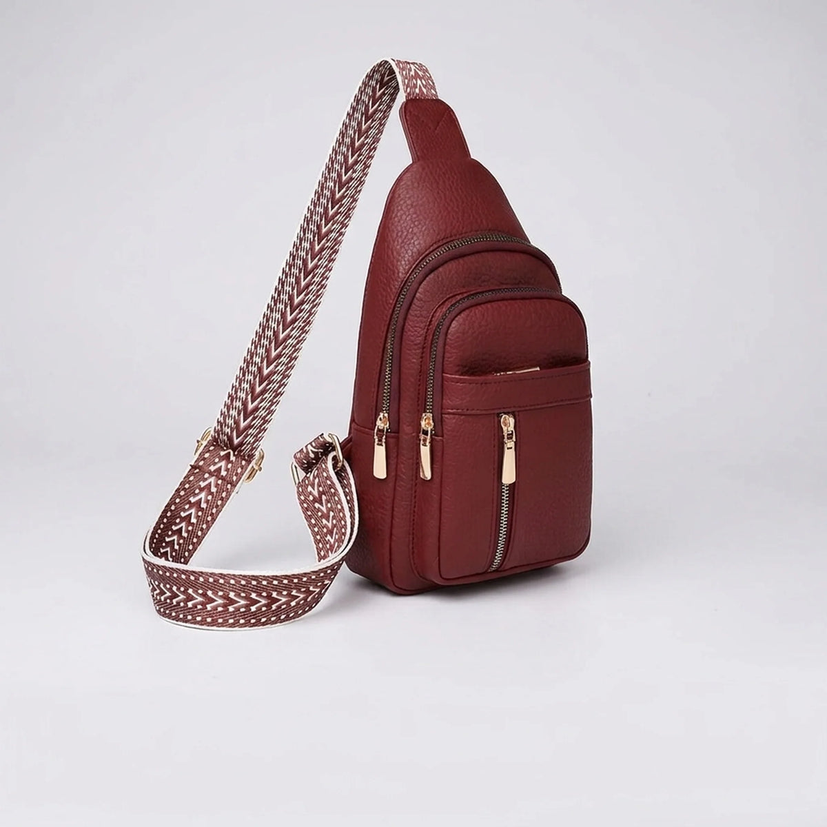 Crossbody Bag Compact Adjustable Strap Multiple Zippered Compartments