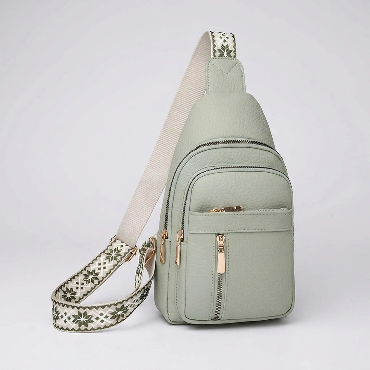 Crossbody Bag Compact Adjustable Strap Multiple Zippered Compartments