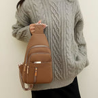 Crossbody Bag Compact Adjustable Strap Multiple Zippered Compartments