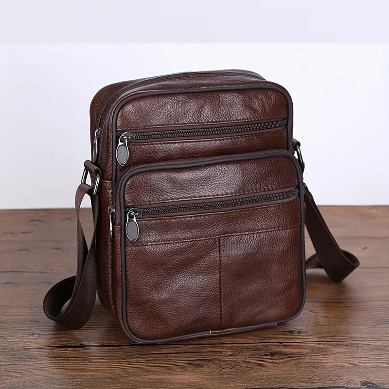 Crossbody Bag Cowhide Leather Multiple Compartments