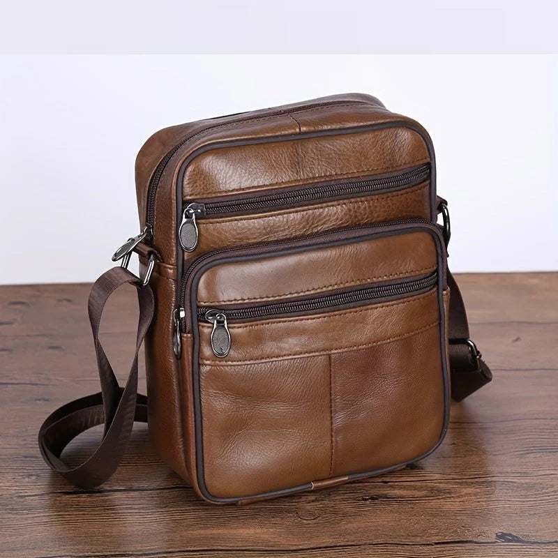 Crossbody Bag Cowhide Leather Multiple Compartments