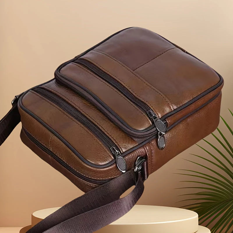 Crossbody Bag Cowhide Leather Multiple Compartments