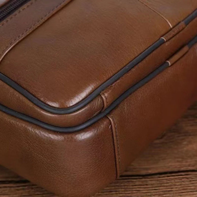 Crossbody Bag Cowhide Leather Multiple Compartments