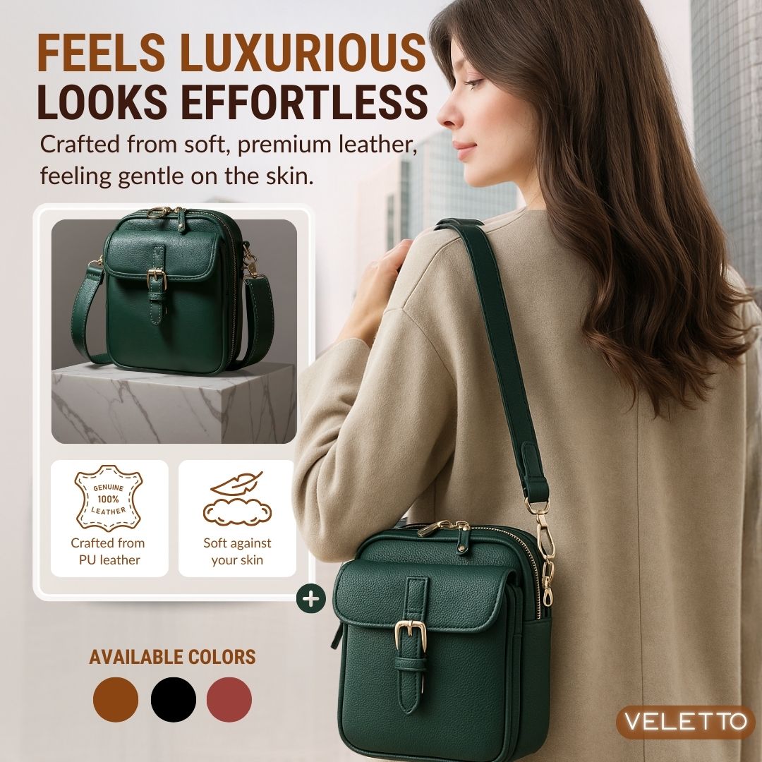 Crossbody Bag Double Compartment Anti-Theft 10 Card Slots